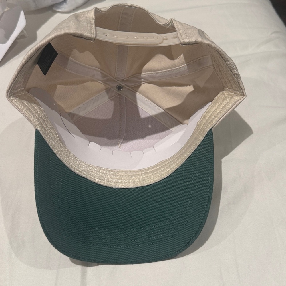 When’s halftime? Beige and Green Cap with Embroidered Text New 100% cotton - Picture 2 of 7